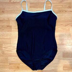 Black One-Piece Swimsuit with White Trim Sz XL